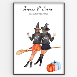 Best Witches, Friend, Sister, Colleague Personalised Print, Fun Halloween Gift