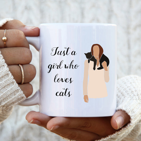 Just A Girl Who Loves Cats Mug, Cute Cat Lover Cup