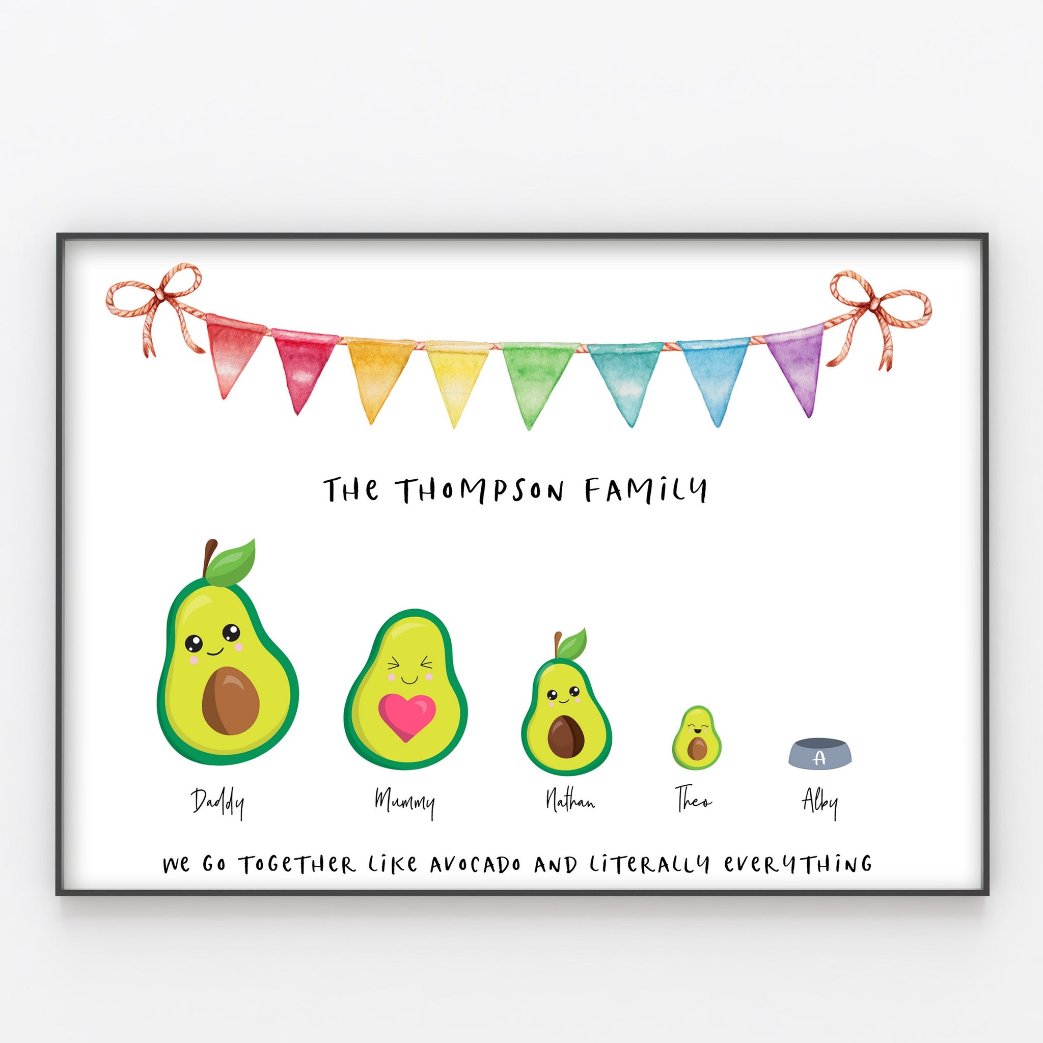 Avocado Family Print, Wall Art Gift for Home, Personalised