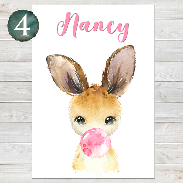 Baby Kangaroo Print, Cute Personalised Animal Print for Kids