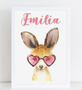 Baby Kangaroo Print, Cute Personalised Animal Print for Kids