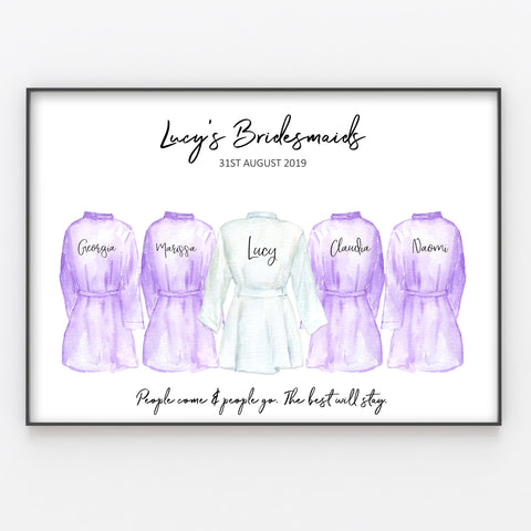 Personalised Bridesmaid Print, Anniversary / Wedding Gift