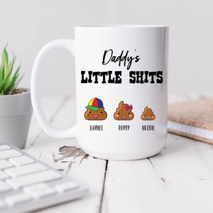 Daddy's Little Shits, Personalised Mug for Dad, Fun Father's Day Birthday Christmas Gift, 11oz or 15oz