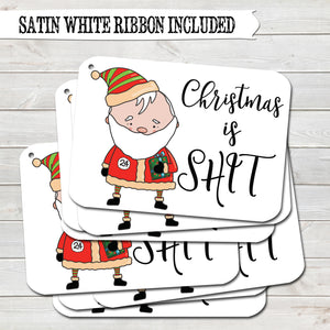 Rude Christmas Gift Tags, Christmas is Shit, Present Accessories White (Pack of 8)