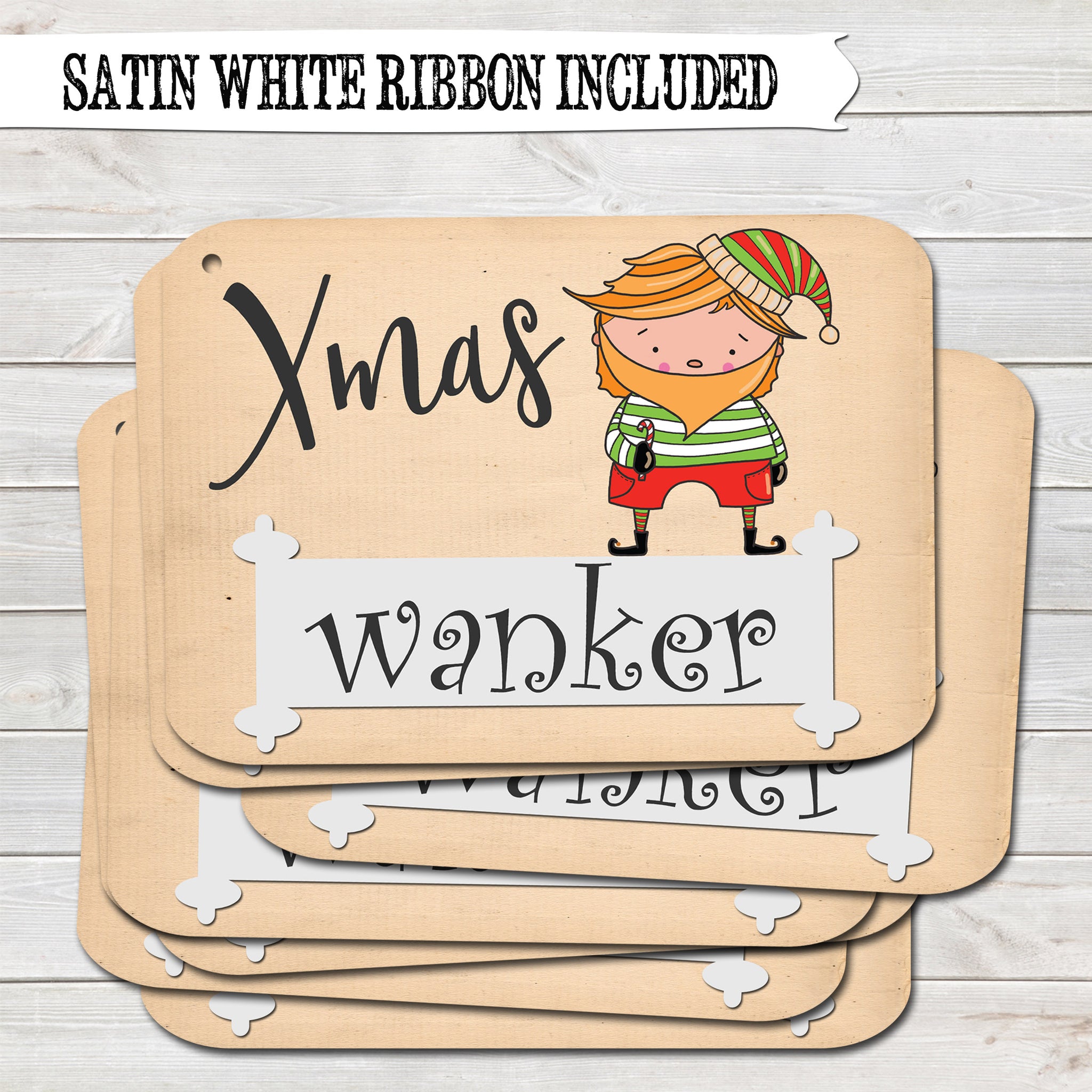 Rude Christmas Gift Tags, Xmas Wanker, Present Accessories (Pack of 8)