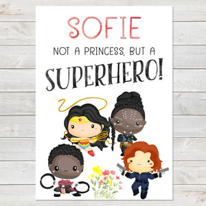 Superhero Not a Princess Bedroom Print / Personalised Nursery Decor