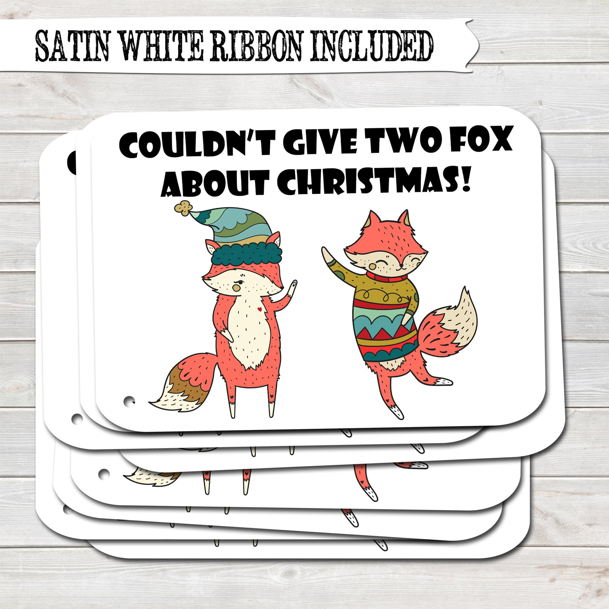 Rude Christmas Gift Tags, Two Fox, Present Accessories White (Pack of 8)
