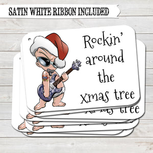Christmas Gift Tags, Rockin' Around, Present Accessories White (Pack of 8)