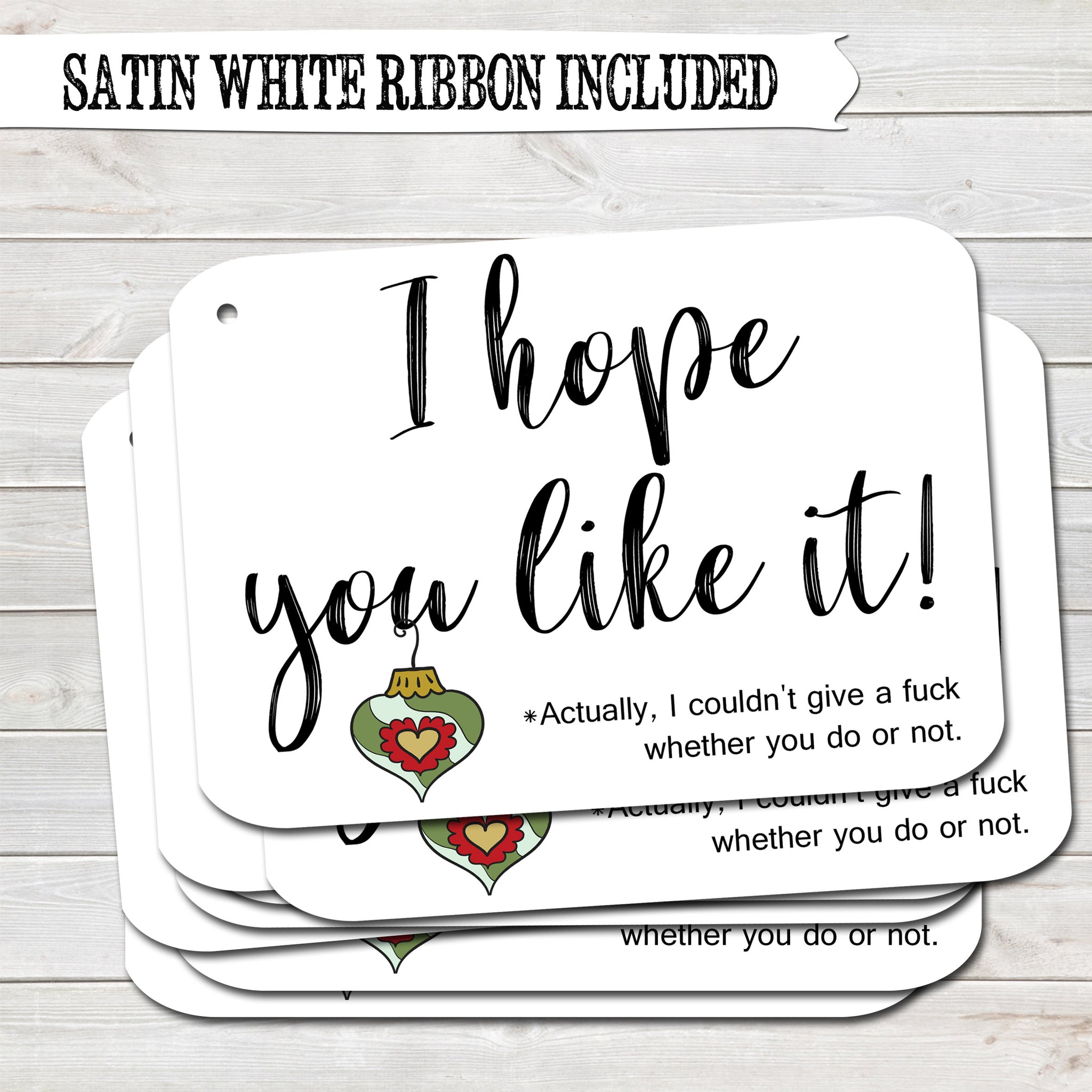 Rude Christmas Gift Tags, Hope You Like It, Present Accessories White (Pack of 8)