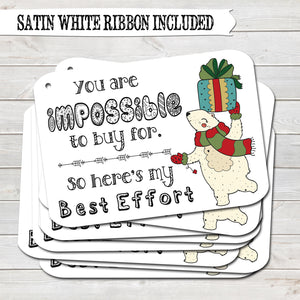 Christmas Gift Tags, Best Effort, Present Accessories White (Pack of 8)