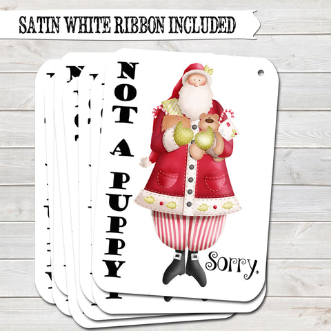 Christmas Gift Tags, Not a Puppy, Funny Present Accessories White (Pack of 8)