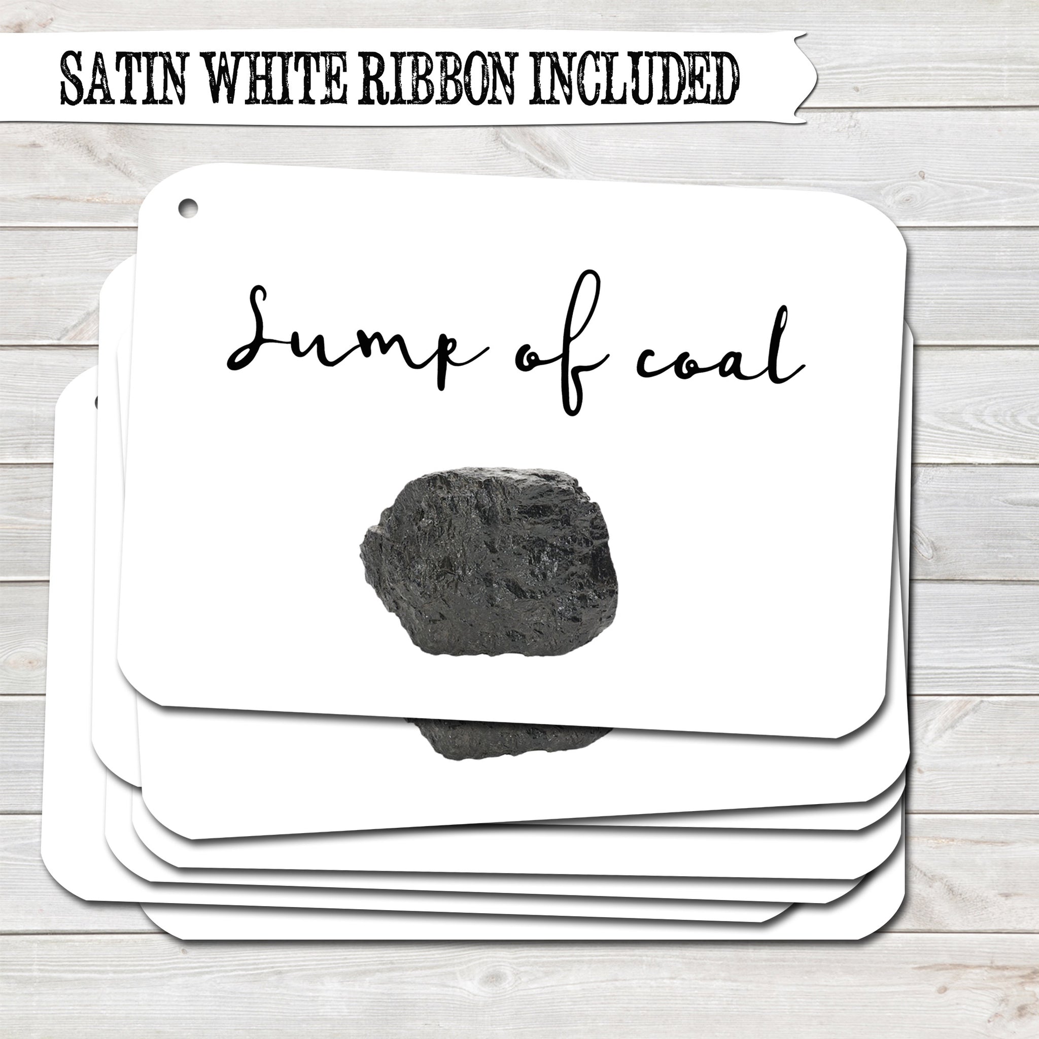 Christmas Gift Tags, Lump of Coal, Funny Present Accessories White (Pack of 8)