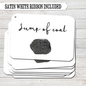 Christmas Gift Tags, Lump of Coal, Funny Present Accessories White (Pack of 8)