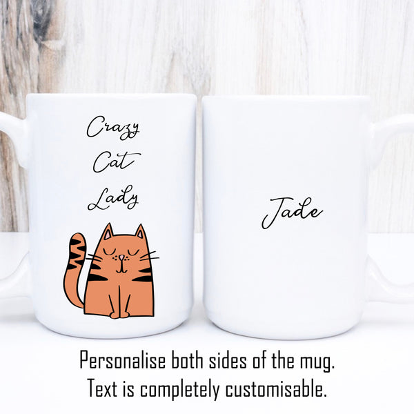 Crazy Cat Lady, Personalised Mug For Cat Lovers, Gift for Her, 11oz or 15oz
