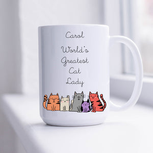 World's Greatest Cat Lady, Personalised Mug For Cat Lovers, Gift for Her, 11oz or 15oz