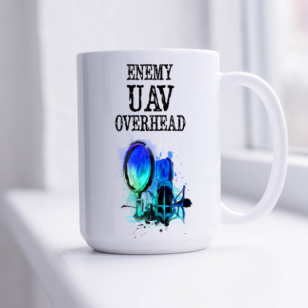 Gaming Mug, Enemy UAV Overhead, Personalised Gamertag Cup with Microphone for Gamers, 11oz or  15oz