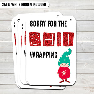 Rude Christmas Gift Tags, Shit Wrapping, Present Accessories (Pack of 8)