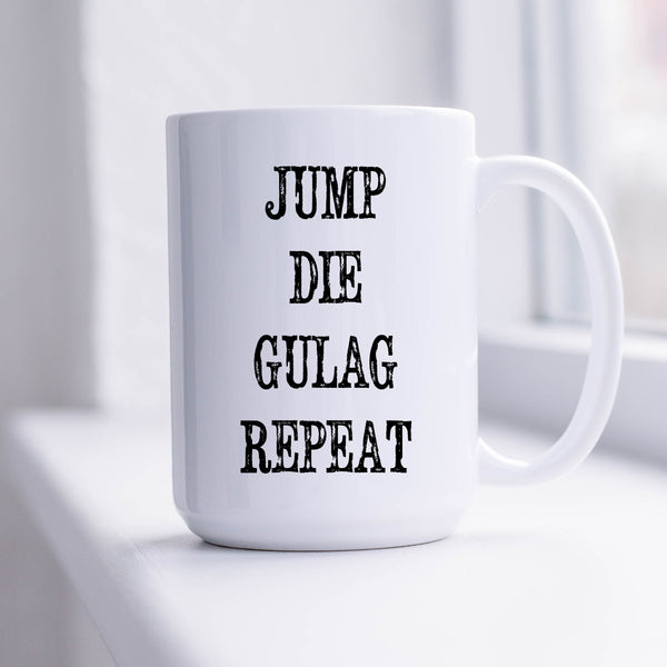 Gaming Mug, Jump Die Gulag Repeat, Personalised Gamertag Cup for Gamers, 11oz or 15oz