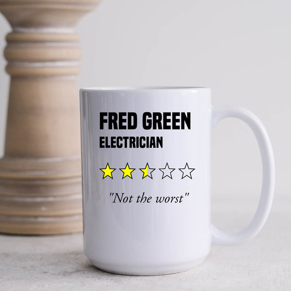 Funny, Electrician, Tradesman, Pliers, Fake Review Personalised Cup, 11oz or 15oz
