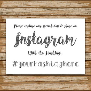 Wedding Instagram Hashtag Personalised Sign White Poster Guest Photo Request Print