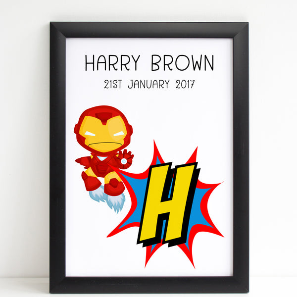 Superhero Initial Bedroom Print / Personalised Nursery Decor