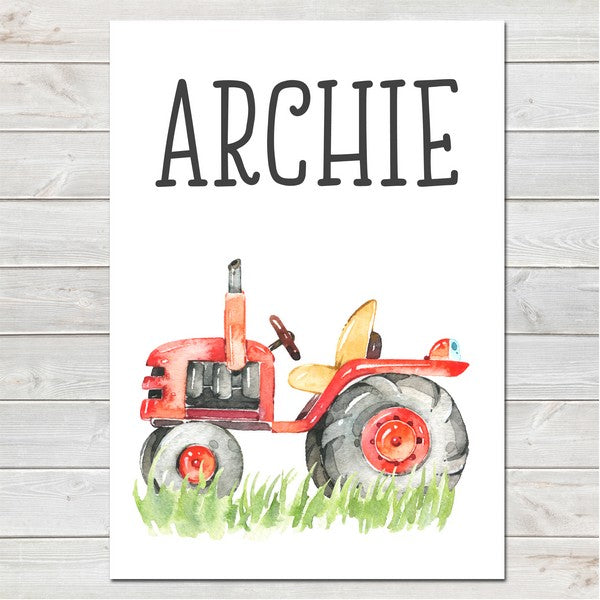 Tractor with Name Bedroom Print/Personalised Farm Nursery Decor