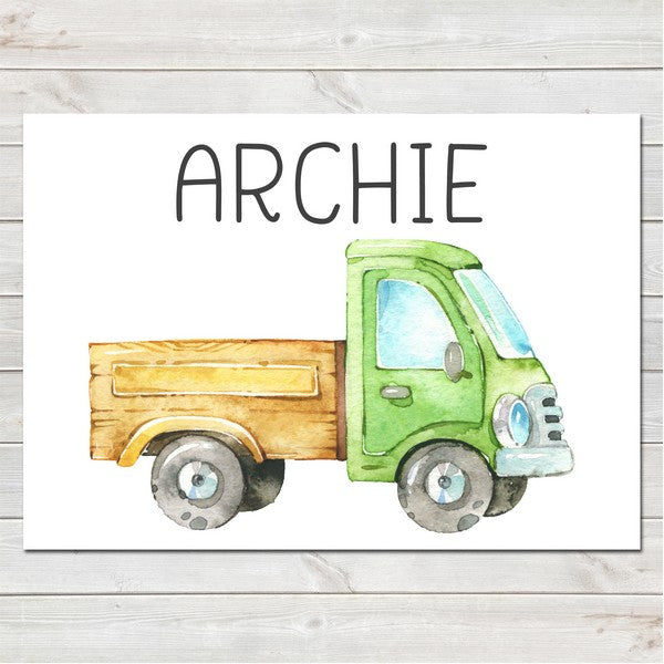 Farm Truck with Name Bedroom Print/Personalised Nursery Decor