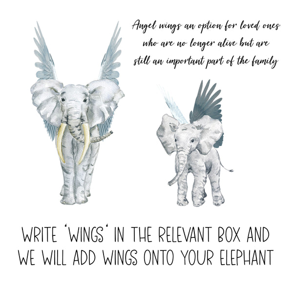 Elephant Family Print, Custom Quote, Personalised Wall Art Gift