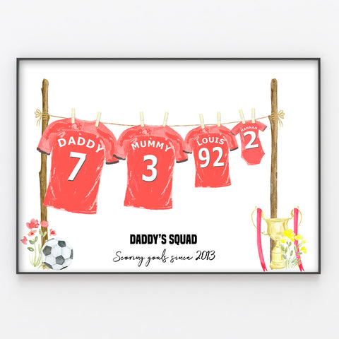 Football Shirt Family Print Personalised Wall Art Gift