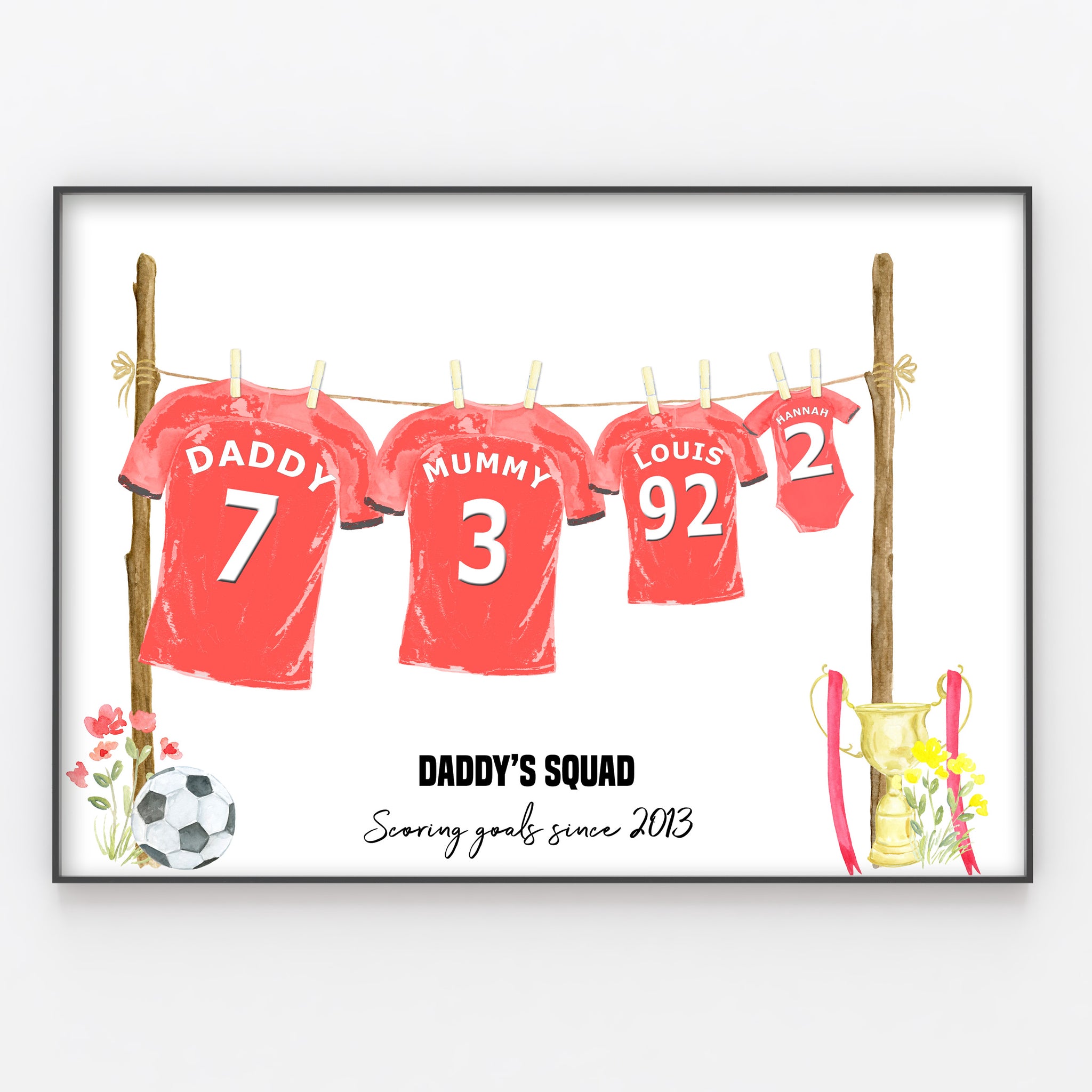 Personalised Fathers Day Gift Customised Football Shirt Daddy & Kids Print