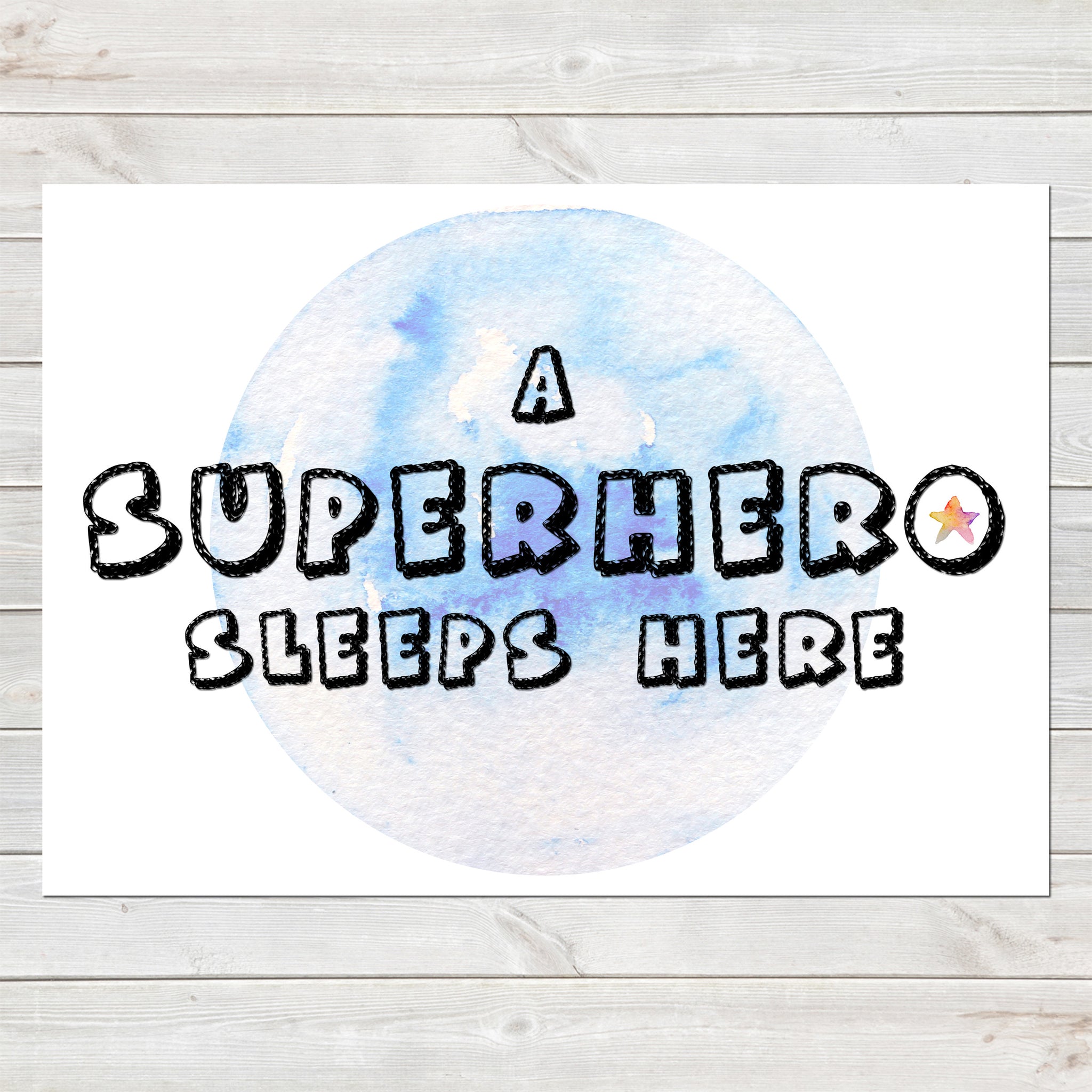 A Superhero Sleeps Here Bedroom Moon Print/Nursery Decor