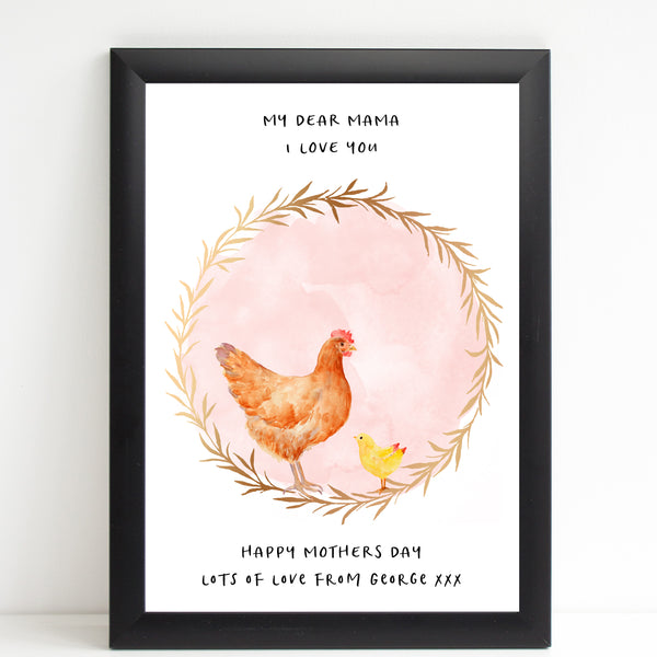 Dear Mama Cute Chickens, Mummy & Baby Print, Mother's Day Gift