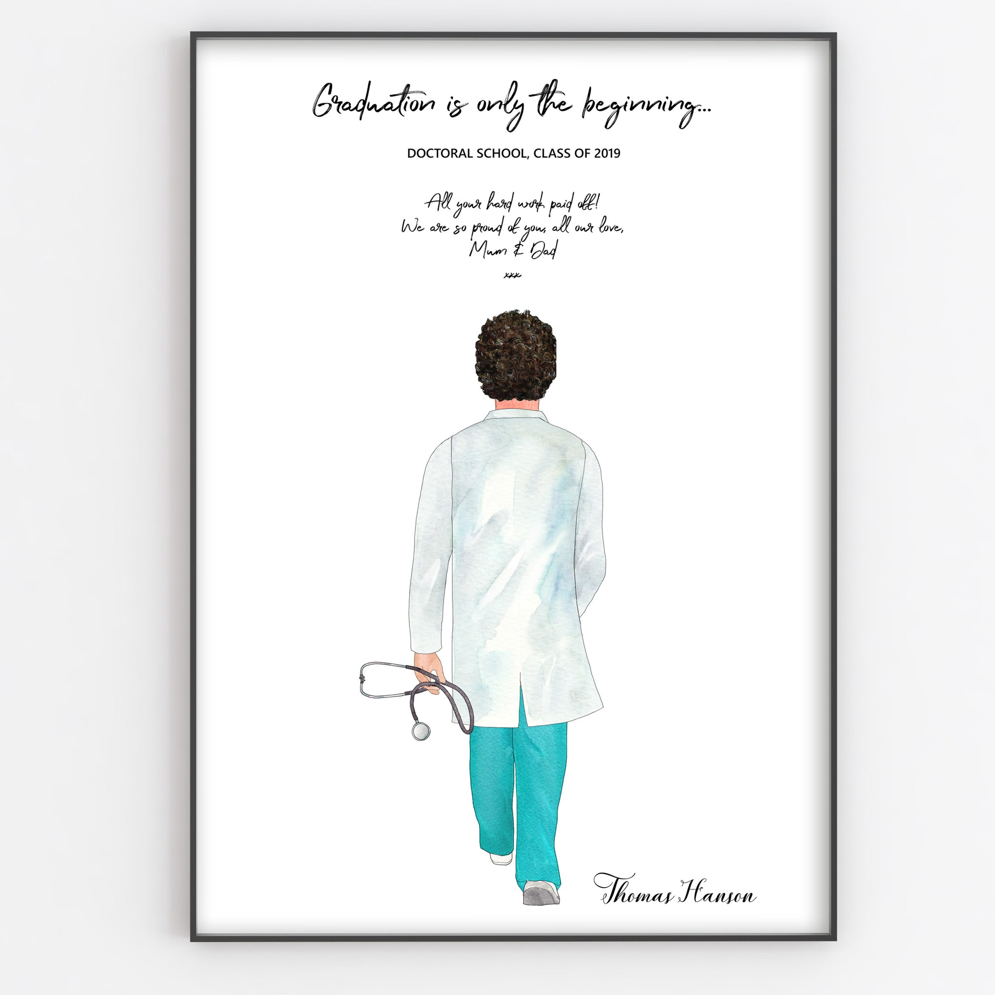 Best Doctor / Nurse / Paramedic Gift, Newly Qualified, Retirement Personalised Print, Fun Portrait Style