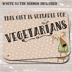 Christmas Gift Tags, Suitable for Vegetarians, Funny Present Accessories (Pack of 8)