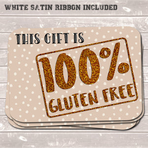 Christmas Gift Tags, 100% Gluten Free, Funny Present Accessories (Pack of 8)