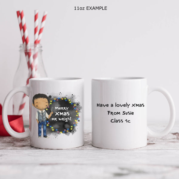 Teacher Mug for Christmas, Personalised Gift Thank You, Merry Xmas Mug from Student 11oz or 15oz