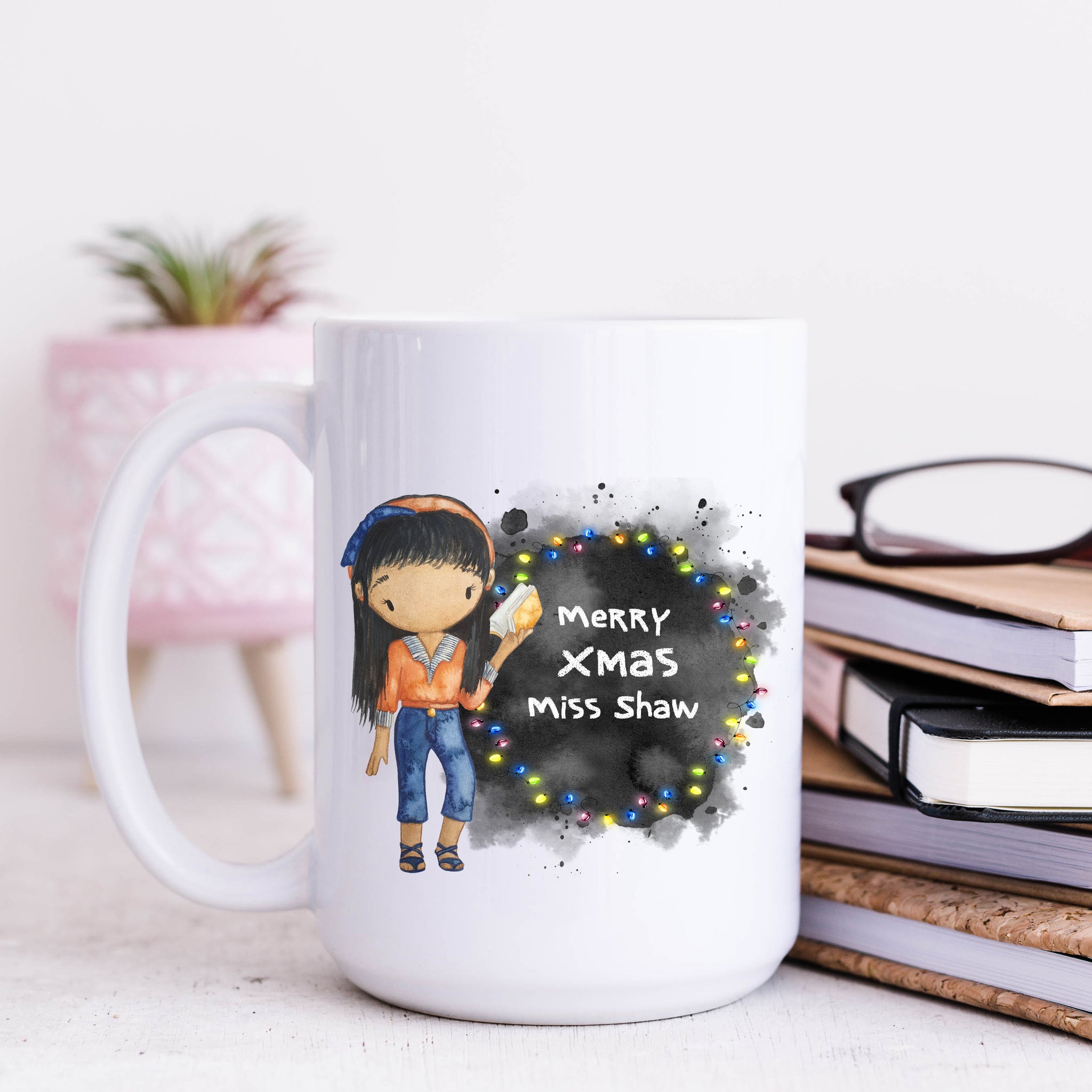 Teacher Mug for Christmas, Personalised Gift Thank You, Merry Xmas Mug from Student 11oz or 15oz