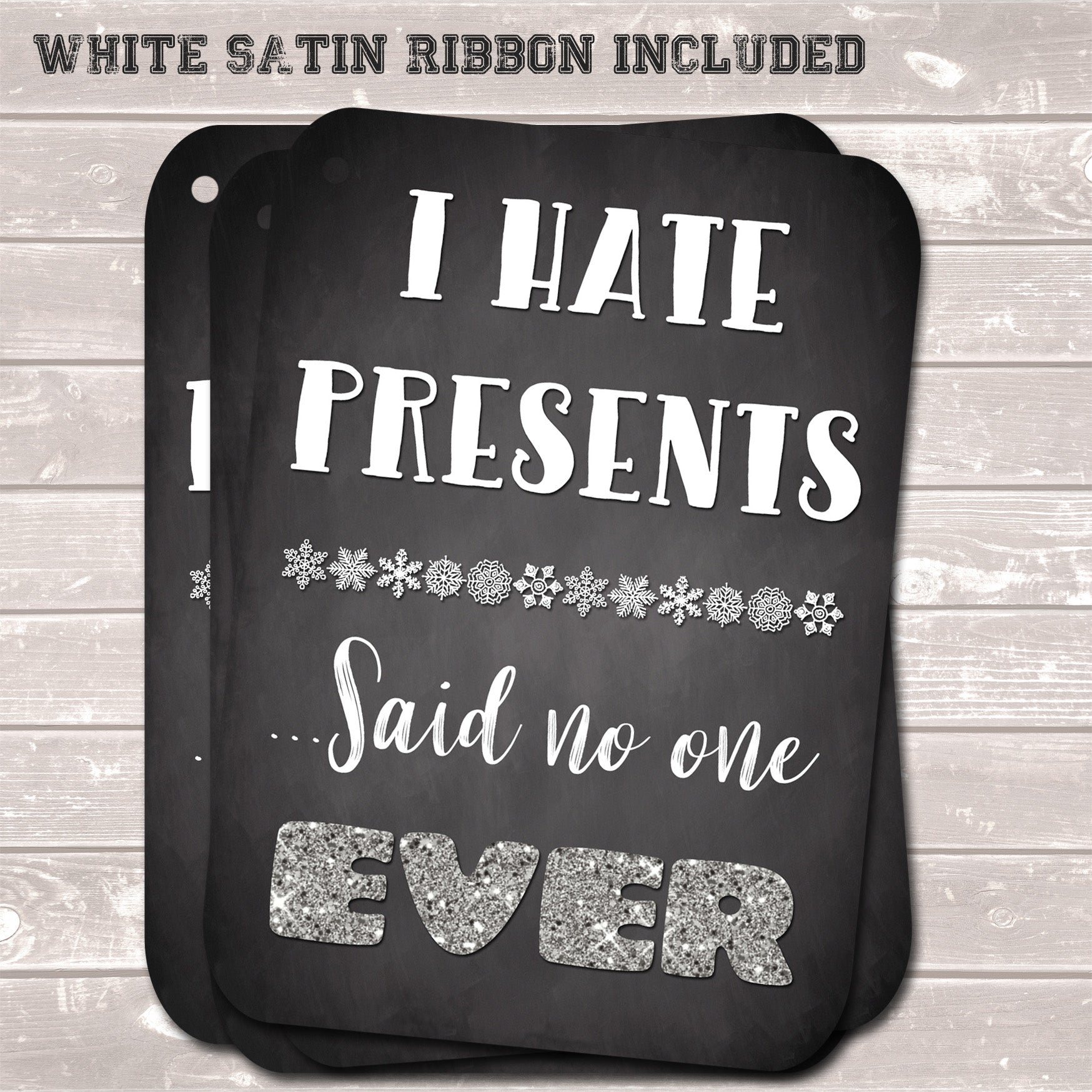 Christmas Gift Tags, I Hate Presents, Funny Present Accessories (Pack of 8)