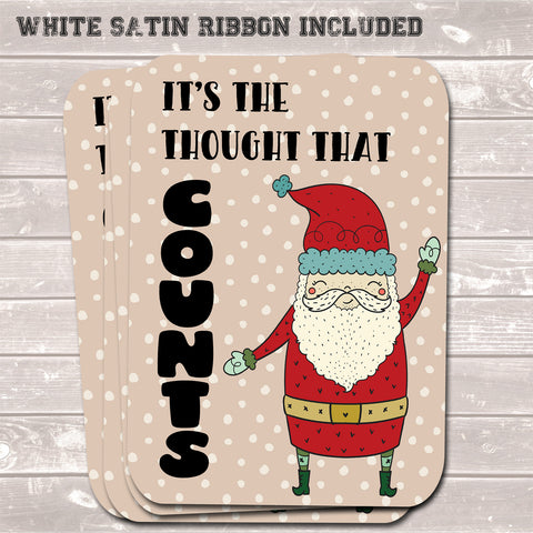 Christmas Gift Tags, Thought That Counts, Funny Present Accessories (Pack of 8)