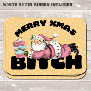 Rude Christmas Gift Tags, Merry Xmas Bitch, Present Accessories (Pack of 8)