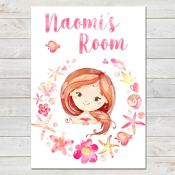 Mermaid Personalised Watercolour Name Print/Kids Room Decor