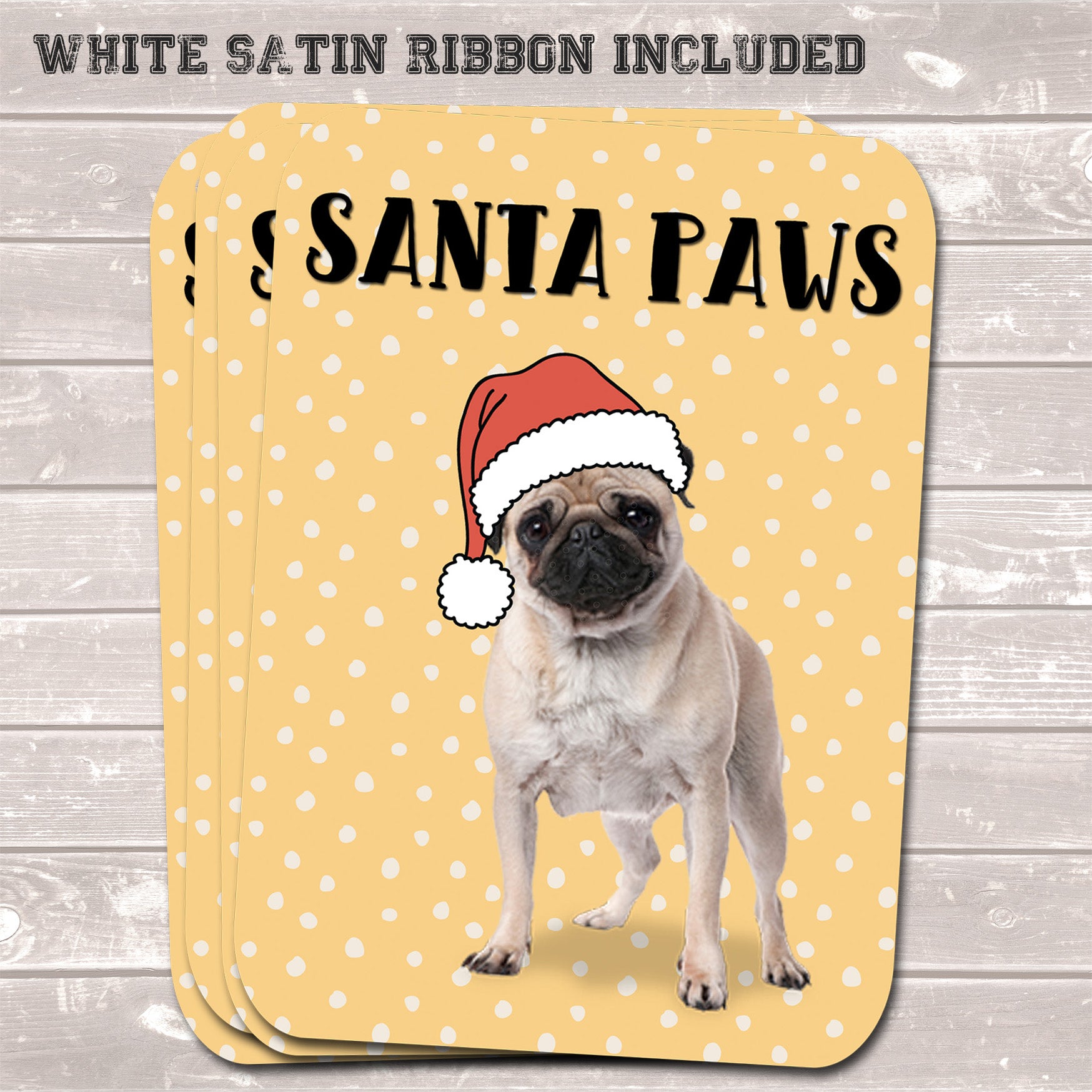 Christmas Gift Tags, Santa Paws, Funny Present Accessories (Pack of 8)
