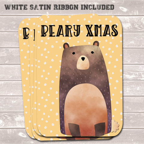 Christmas Gift Tags, Beary Xmas Yellow Present Accessories (Pack of 8)