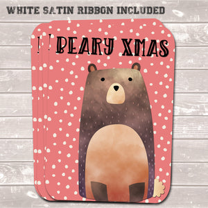 Christmas Gift Tags, Beary Xmas Coral Present Accessories (Pack of 8)