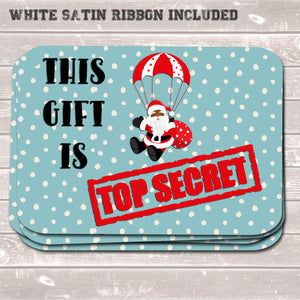 Christmas Gift Tags, This Gift is Top Secret, Funny Present Accessories (Pack of 8)