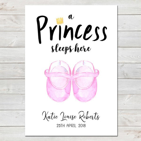 Baby Shoes Personalised Newborn Print/Baby Shower Nursery Decor