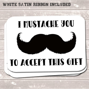 Christmas Gift Tags, Mustache Joke, Funny Present Accessories (Pack of 8)