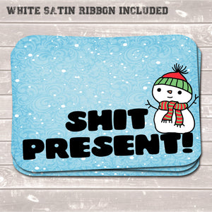 Rude Christmas Gift Tags, Shit Present, Present Accessories (Pack of 8)