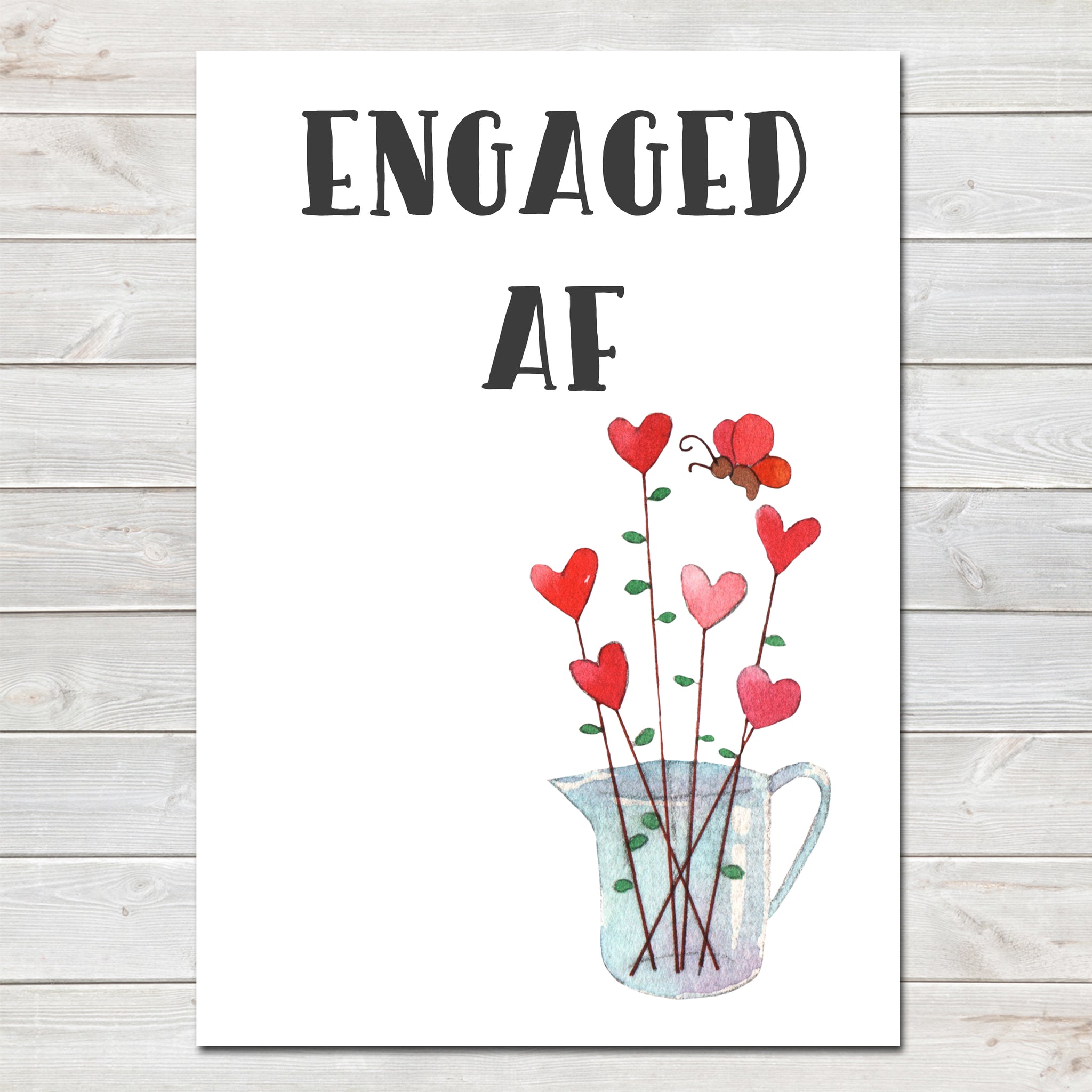 Engagement Party Engaged AF (As F***) Hearts Flowers Poster / Photo Prop / Sign