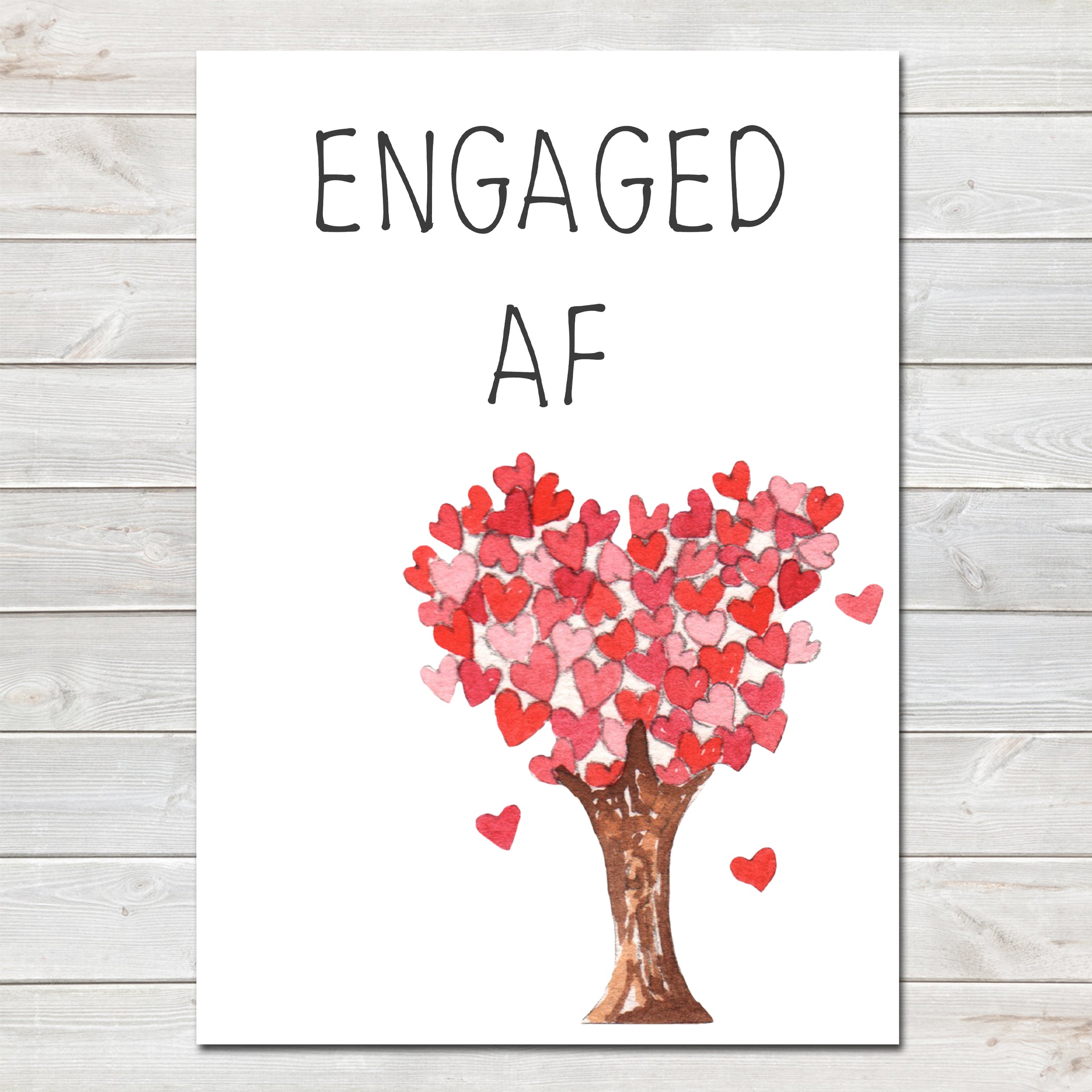 Engagement Party Engaged AF (As F***) Tree of Hearts Poster / Photo Prop / Sign